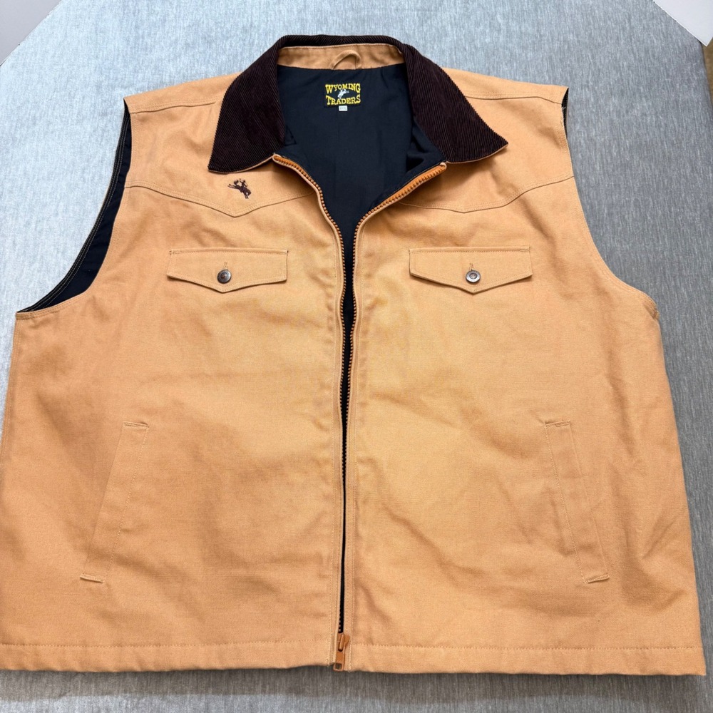 Wyoming Traders‎ Mens 3XL Concealed Carry Canvas Vest Tan Brown Corduroy Collar
